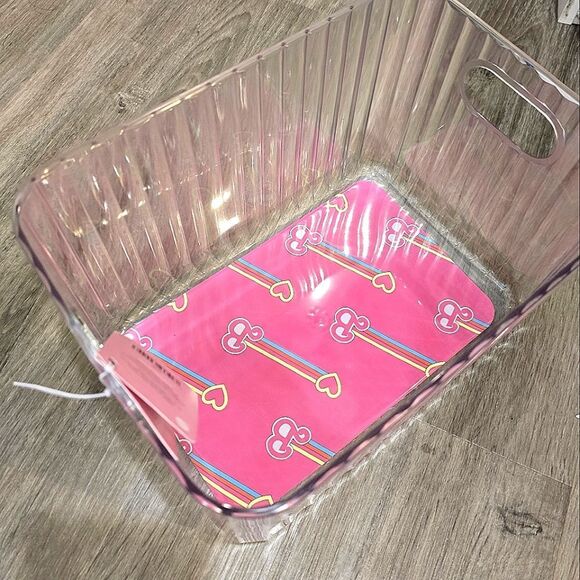 Barbie Logo Heart Ribbed Transparent Storage Bin w/Handles - Picture 7 of 13
